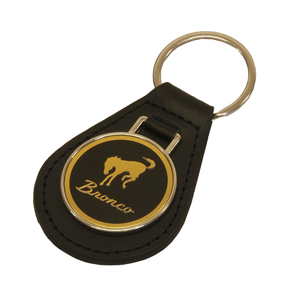 Leather Key Fob Keychain w/Bronco Script Emblem