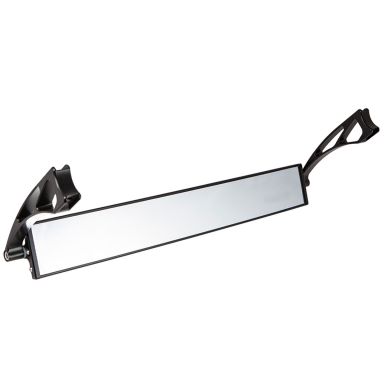 Black Billet Roll Bar Mount Rearview Mirror - 17-inch Panoramic, Extended Arm