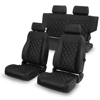 Caballo Classic Black Diamond Seats - Front & Rear, 66-77 Ford Bronco