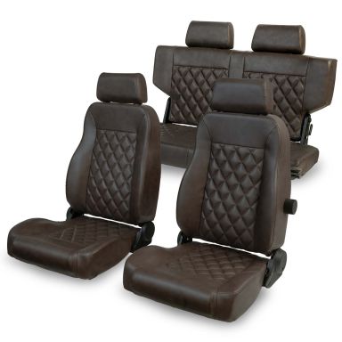 Caballo Classic Dark Saddle Diamond Seats, Front & Rear, 66-77 Bronco