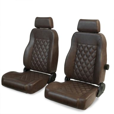 Caballo Classic Dark Saddle Diamond Front Bucket Seats, 66-77 Bronco