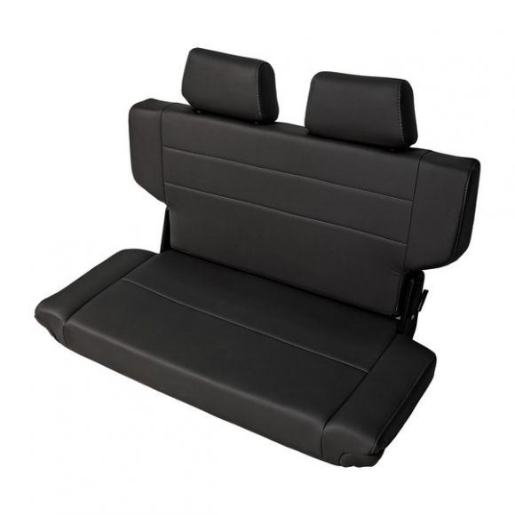 Black Quick Fold Rear Bench Seat, Dual Headrests, 66-77 Ford Bronco