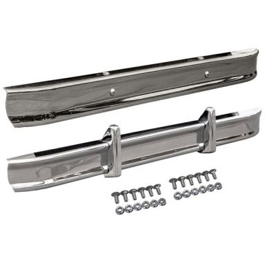 Stock Chrome Bumpers w/Front Bumperettes (pair), 66-77 Ford Bronco
