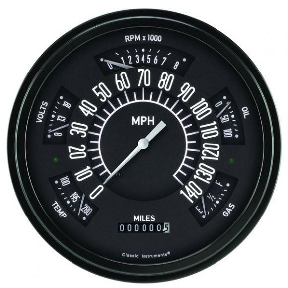 Classic Instruments Gauge Cluster, Black, 66-77 Ford Bronco, 61-66 Ford Truck