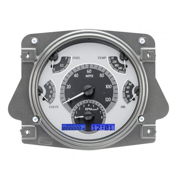 Dakota Digital Dash VHX Silver Alloy/Blue, 66-77 Ford Bronco, 61-66 Ford Truck