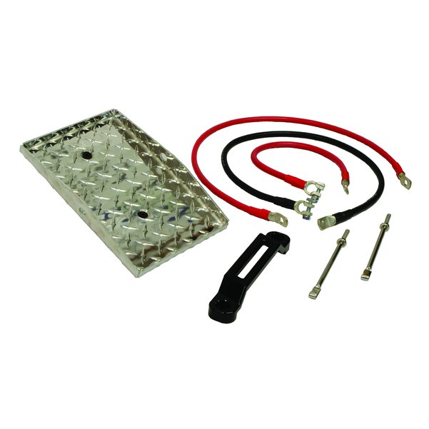 Battery Tray Kit w/Cables & Black Billet Hold Down, 66-77 Bronco