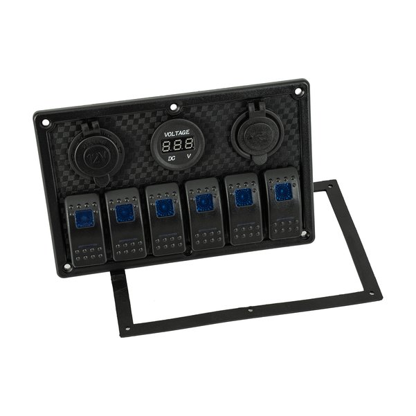 Switch Panel 6-On/Off 12V Power/ Voltage Gauge/ USB