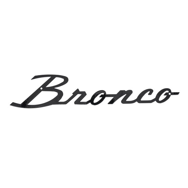 Black Bronco Script Metal Sign, 18" x 3"