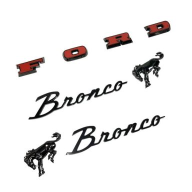 Black Chrome Fender & Grill Emblem Badge Kit, 66-77 Bronco