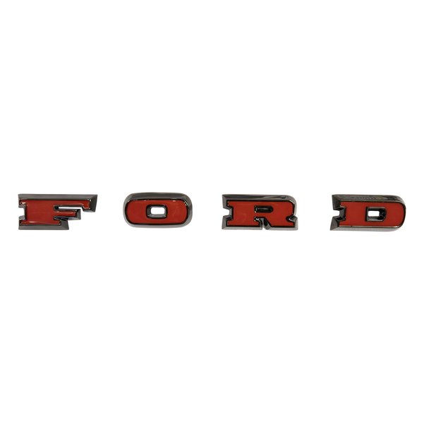 Black Chrome Ford Grill Letters with Red Inserts, 67-77 Bronco