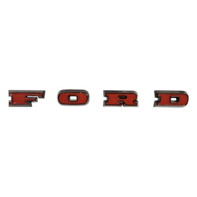 Black Chrome Ford Grill Letters with Red Inserts, 67-77 Ford Bronco