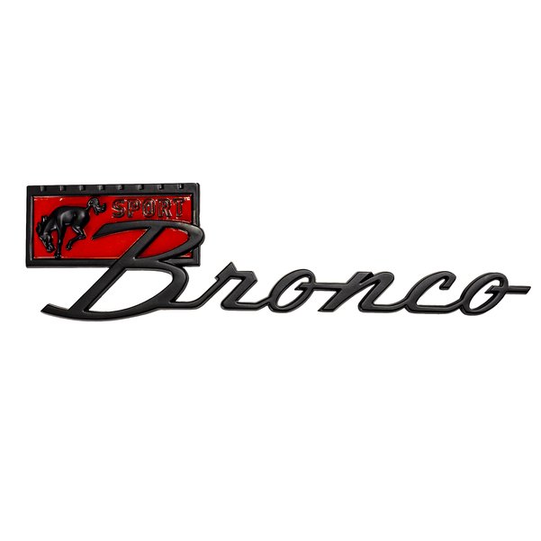 Black Bronco Sport Script Fender Emblem, 67-77 Bronco