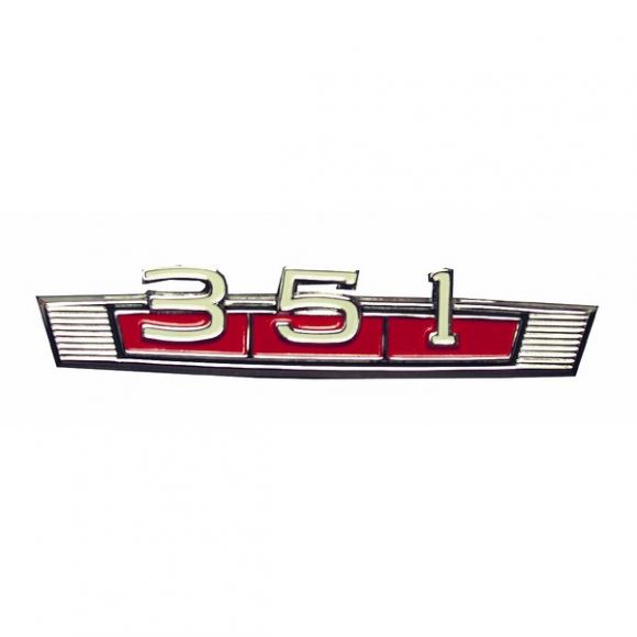 351 Engine Badge Emblem with Red Accent, 69-77 Bronco
