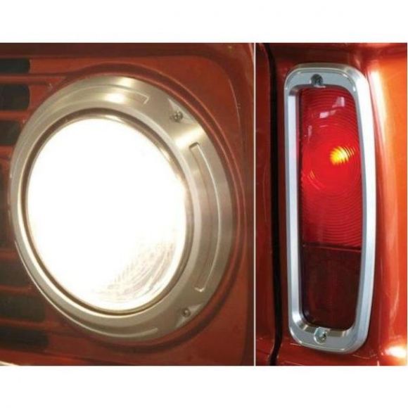 Billet Headlight Rings & Taillight Bezels Set, 66-77 Ford Bronco