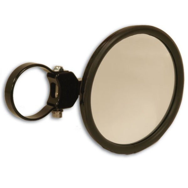 Black 5-inch Round Convex Side Mirror, Roll Bar Clamp Mount