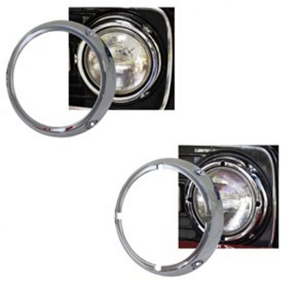 Chrome Headlight Rings (pair), 66-77 Ford Bronco
