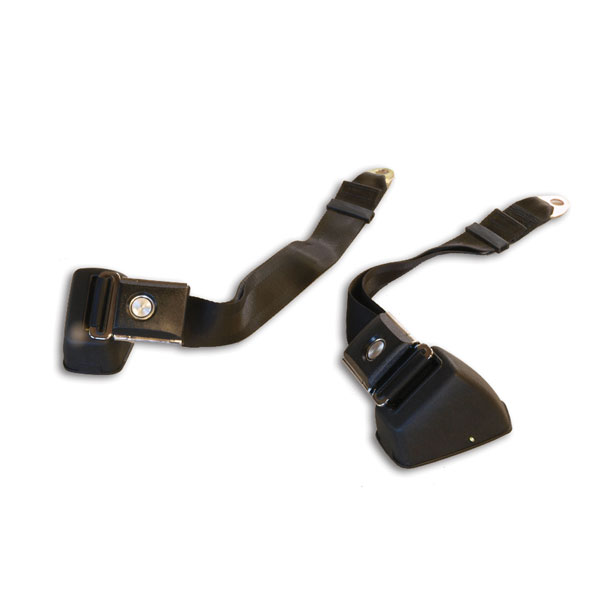 OE Style Black Retractable Lap Seat Belts, 66-77 Bronco, pair