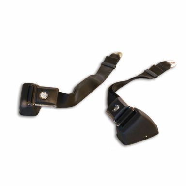 OE Style Black Retractable Lap Seat Belts (pair), 66-77 Ford Bronco
