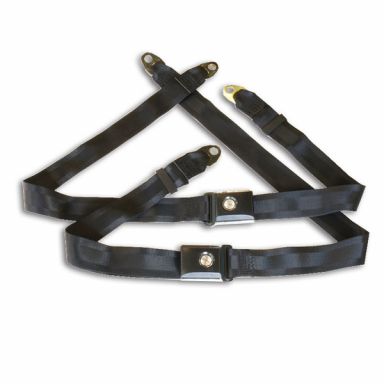 OE Style Black Lap Seat Belts, 66-77 Bronco, pair