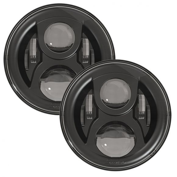JW Speaker 8700 Evolution 2 Black LED Headlights, 7-inch, 66-77 Ford Bronco