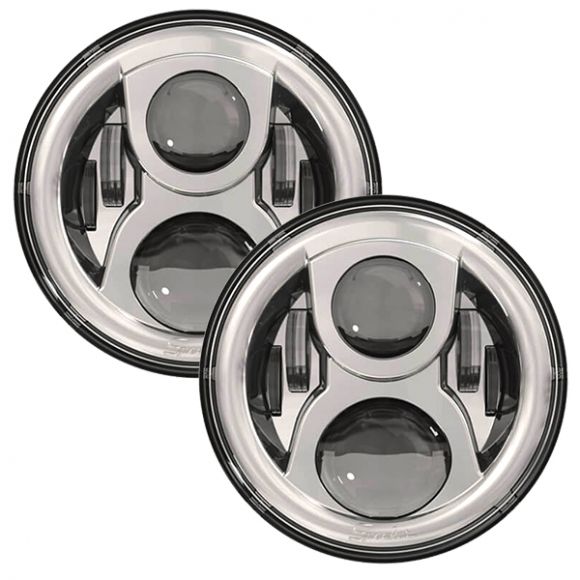 JW Speaker 8700 Evolution 2 Chrome LED Headlights, 7-inch, 66-77 Ford Bronco