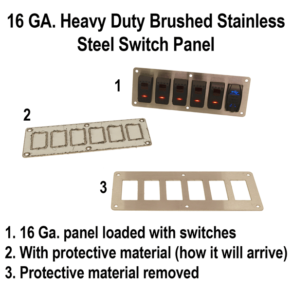 Brushed Stainless Rocker Switch Panel (6 Switches)