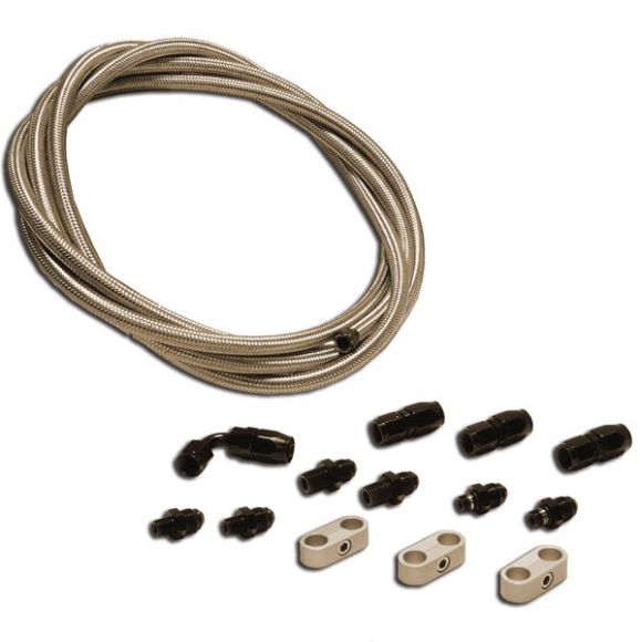 Ford C4 Auto Trans Stainless Braided Hose Kit, 73-77 Bronco