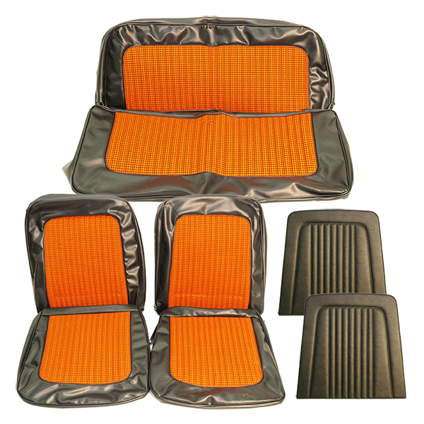 Houndstooth Seat Upholstery Covers, Orange & Black, 68-77 Ford Bronco