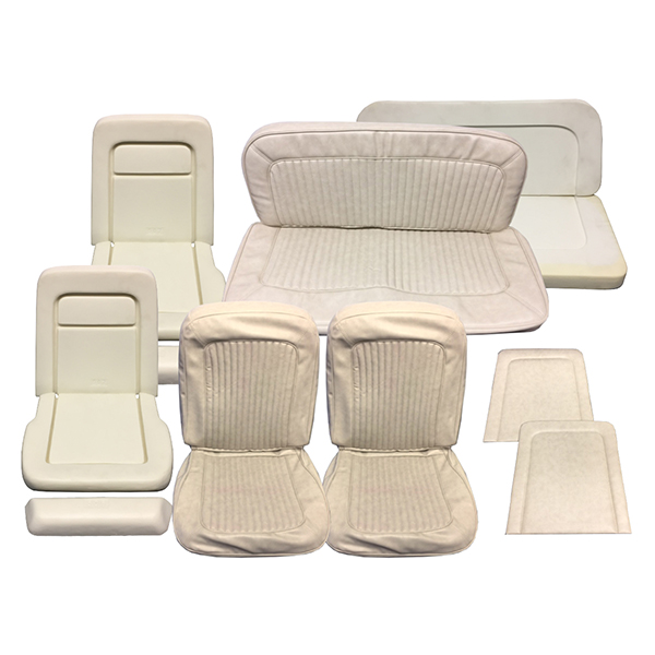 Parchment Seat Upholstery Set w/Foam, Front & Rear, 68-77 Bronco