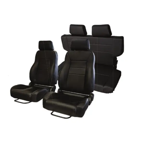 WH Deluxe Black Early Bronco Seats Kit, Front & Rear, 66-77 Bronco