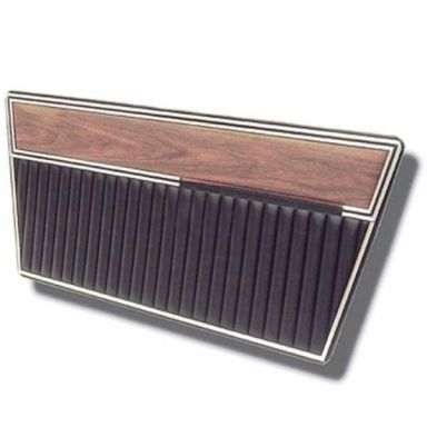 Deluxe Door Panels, Black with Woodgrain, 68-77 Bronco