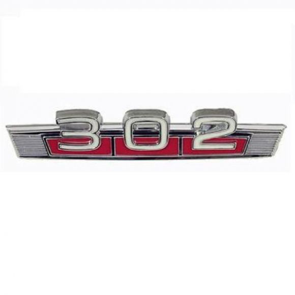 302 Engine Badge Emblem with Red Accent, 69-77 Ford Bronco