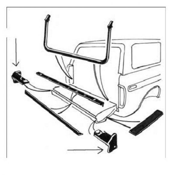 Upper Corner Tailgate Seal, Left or Right, 78-79 Ford Bronco